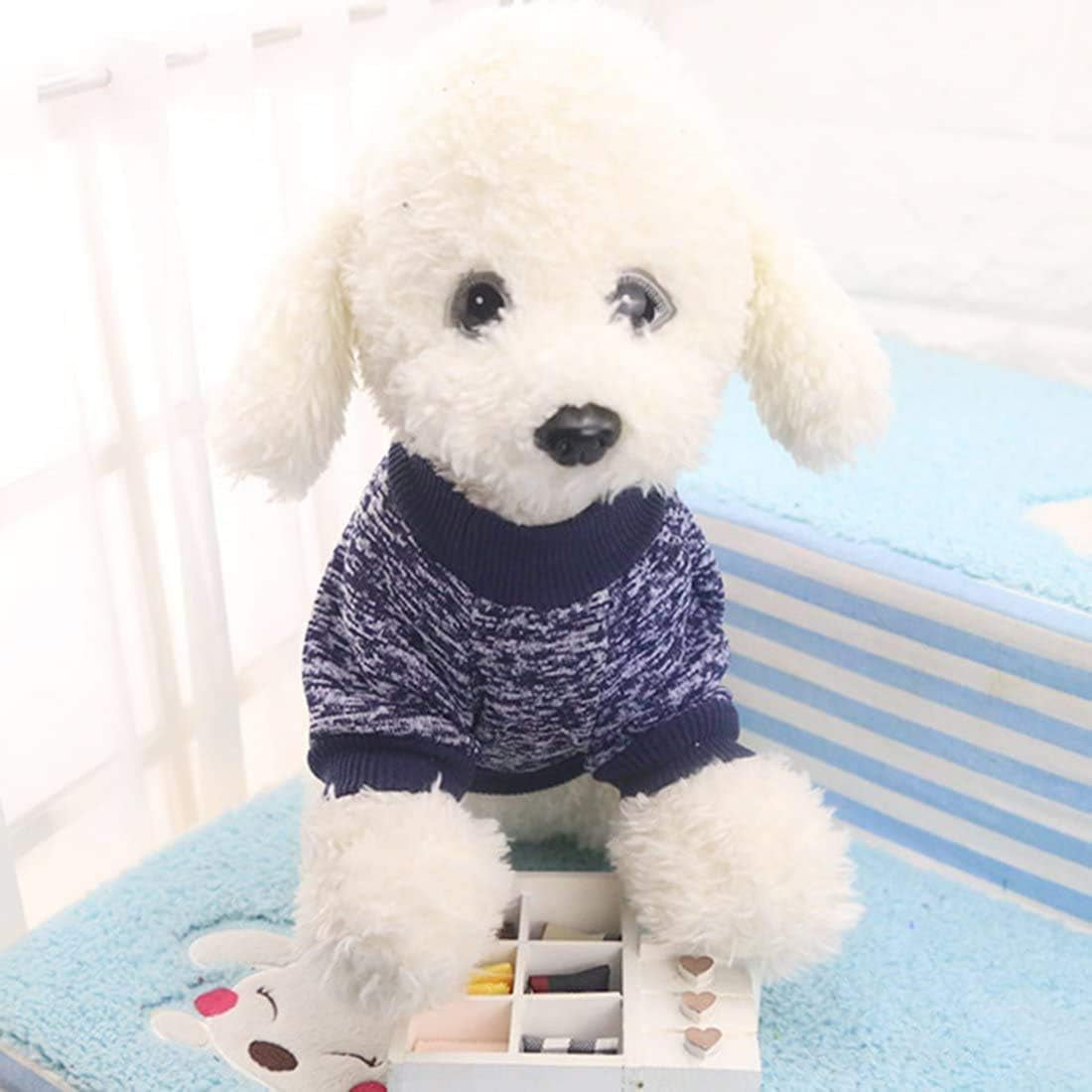 Pet Dog Classic Knitwear Sweater Fleece Coat Thickening Warm Pup Dogs Shirt Winter Pet Dog Clothes Puppy Customes Clothing for Small Medium Dogs (XXS, Navy)