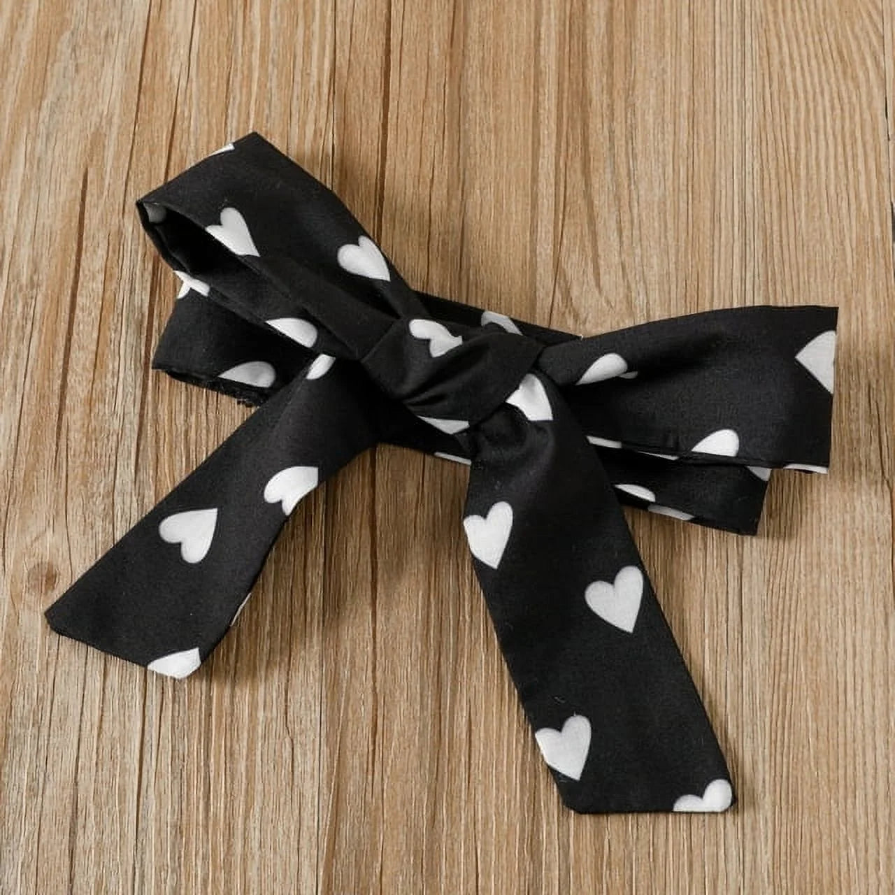 Kids Clothes Baby Toddler Girls Outfit Sets 3Pcs Heart Print off Shoulder Blouse and Denim Shorts & Headband Set, Black,5-6T