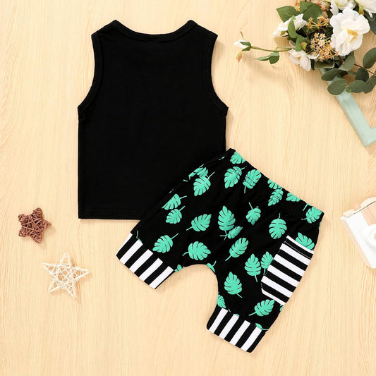 Toddler Baby Boy Summer Clothes Beaches Love Me Sleeveless Vest Tops+Shorts Kid Casual Outfits