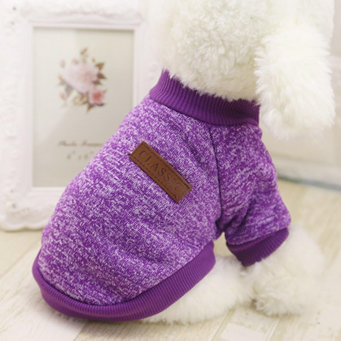 Pet Dog Classic Knitwear Sweater,Soft Fleece Coat for Small,Medium,Large Dog,Warm Pet Dog Cat Clothes,Soft Puppy Customes 2 Color (M, Purple)