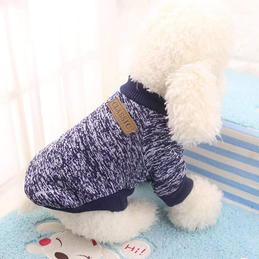 Pet Dog Classic Knitwear Sweater Fleece Coat Thickening Warm Pup Dogs Shirt Winter Pet Dog Clothes Puppy Customes Clothing for Small Medium Dogs (XXS, Navy)