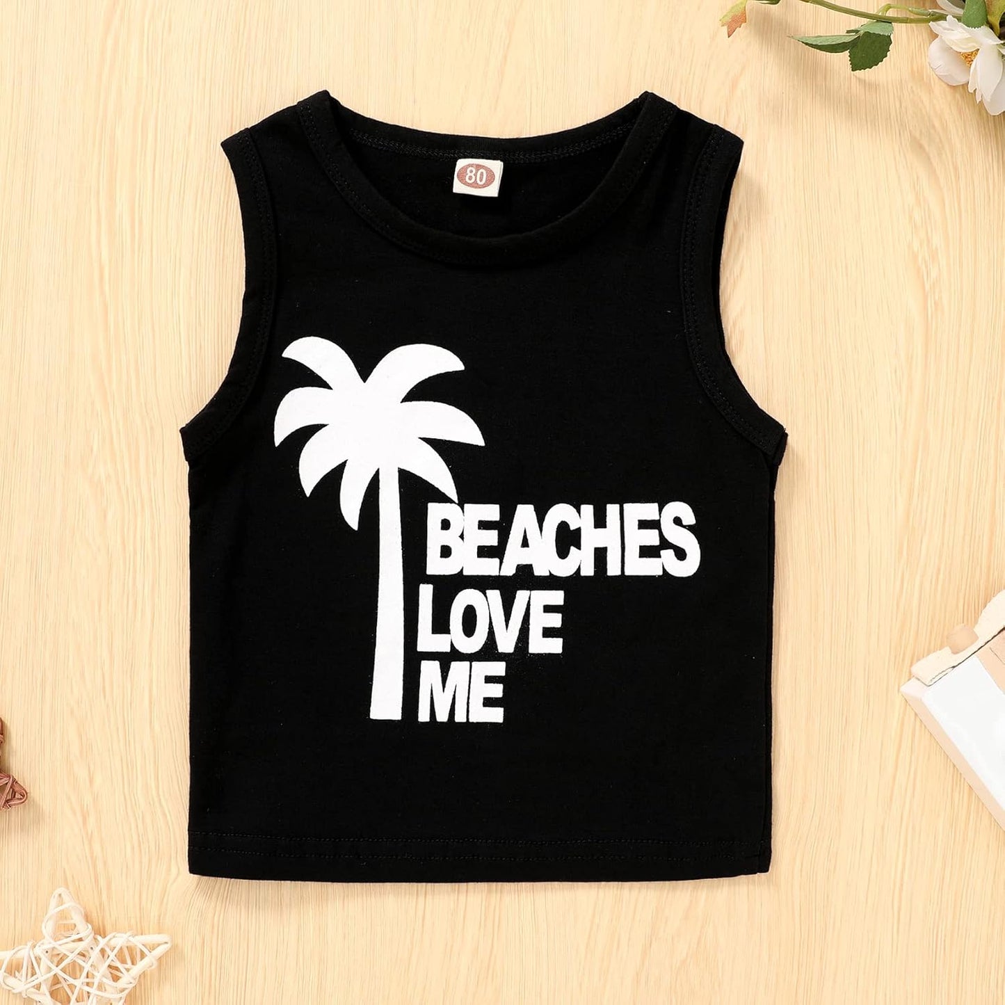 Toddler Baby Boy Summer Clothes Beaches Love Me Sleeveless Vest Tops+Shorts Kid Casual Outfits