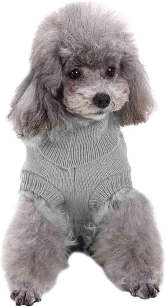 Small Dog Sweaters Knitted Pet Cat Warm Dog Sweatshirt Winter Clothes Kitten Puppy Sweater (Medium, Grey)