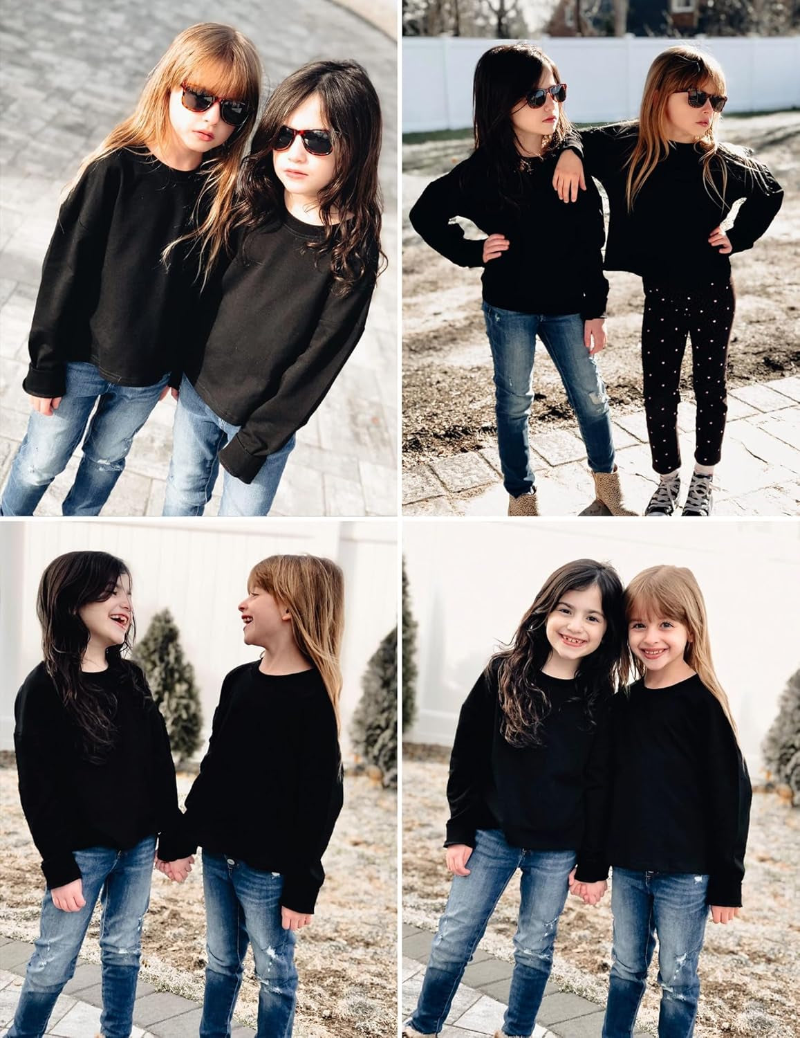 Girls Crop Tops Kids Long Sleeve Pullover Sweatshirts for 5-12 Years