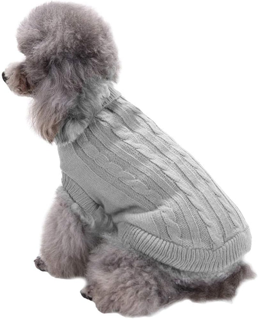 Small Dog Sweaters Knitted Pet Cat Warm Dog Sweatshirt Winter Clothes Kitten Puppy Sweater (Medium, Grey)