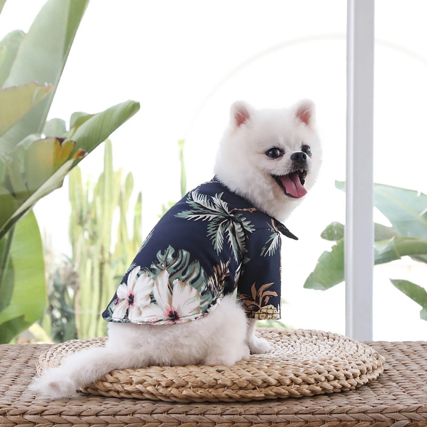 Fshinging Pet Summer T Shirts Hawaii Style Floral Dog Shirt Hawaiian Printed Pet T Shirts Breathable Cool Clothes Beach Seaside Puppy Shirt Sweatshirt for Puppy Plaid Dog Sweater Dog Vests For