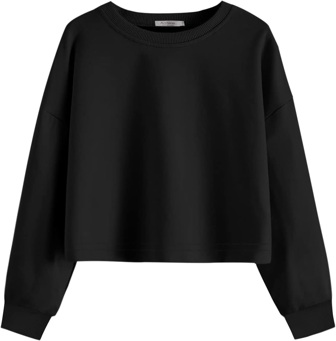 Girls Crop Tops Kids Long Sleeve Pullover Sweatshirts for 5-12 Years