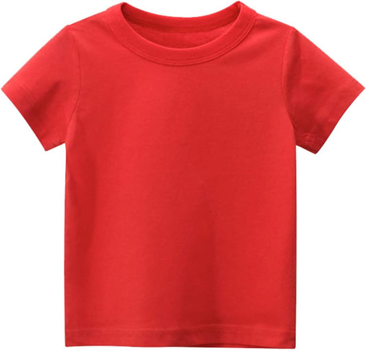 Toddler Kids Girls Boys Short Sleeve Basic T Shirt Casual Summer Tees Shirt Tops Solid Color Boy Clothes (Red, 3 Years)