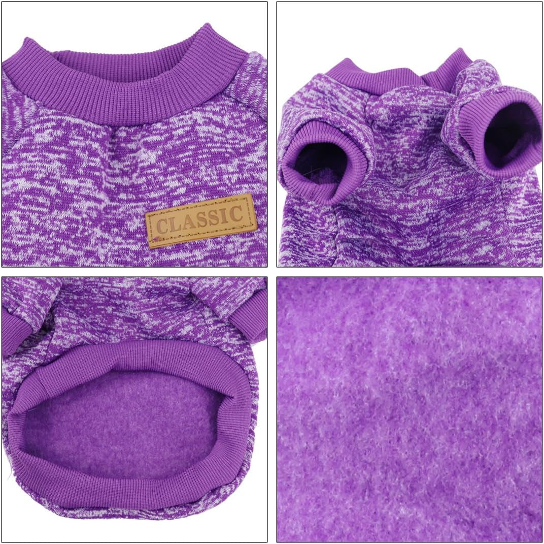 Pet Dog Classic Knitwear Sweater,Soft Fleece Coat for Small,Medium,Large Dog,Warm Pet Dog Cat Clothes,Soft Puppy Customes 2 Color (M, Purple)