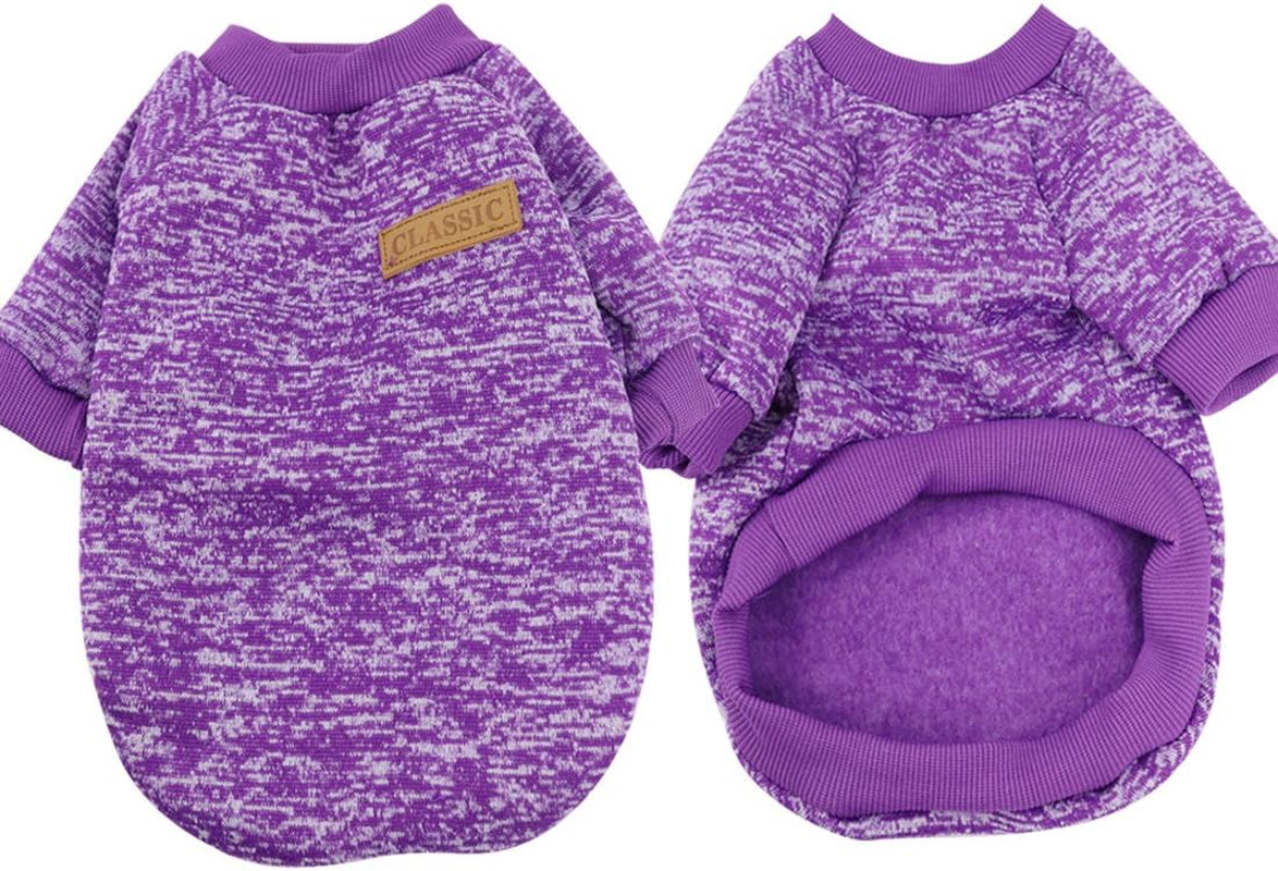 Pet Dog Classic Knitwear Sweater,Soft Fleece Coat for Small,Medium,Large Dog,Warm Pet Dog Cat Clothes,Soft Puppy Customes 2 Color (M, Purple)