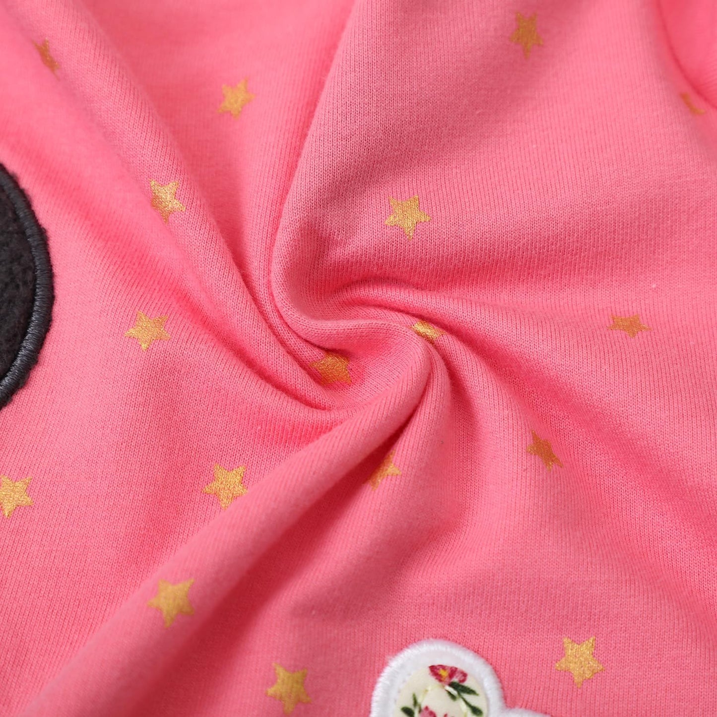 Girls Cotton Long Sleeve Casual Cartoon Appliques Striped Jersey Dresses