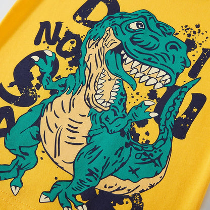 Cute Kids Clothes Set for Toddler Kids Baby Boys Summer Cartoon Cool Dinosaur Short Sleeve Crewneck T (White, 5-6 Years)