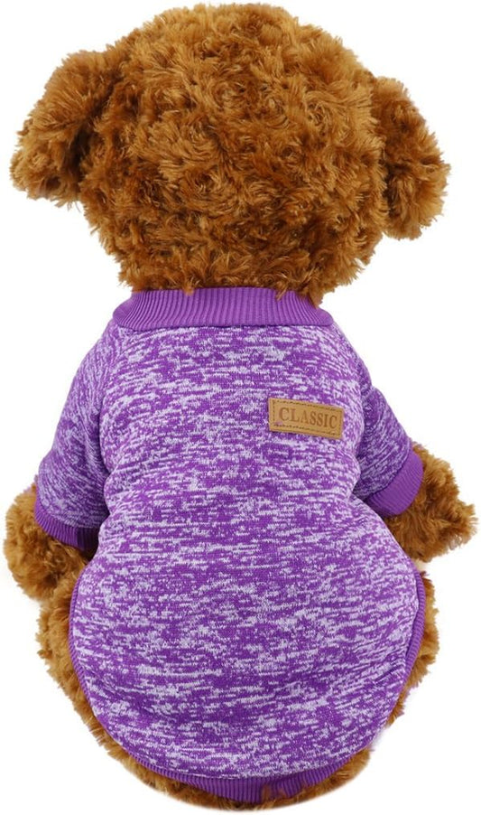 Pet Dog Classic Knitwear Sweater,Soft Fleece Coat for Small,Medium,Large Dog,Warm Pet Dog Cat Clothes,Soft Puppy Customes 2 Color (M, Purple)