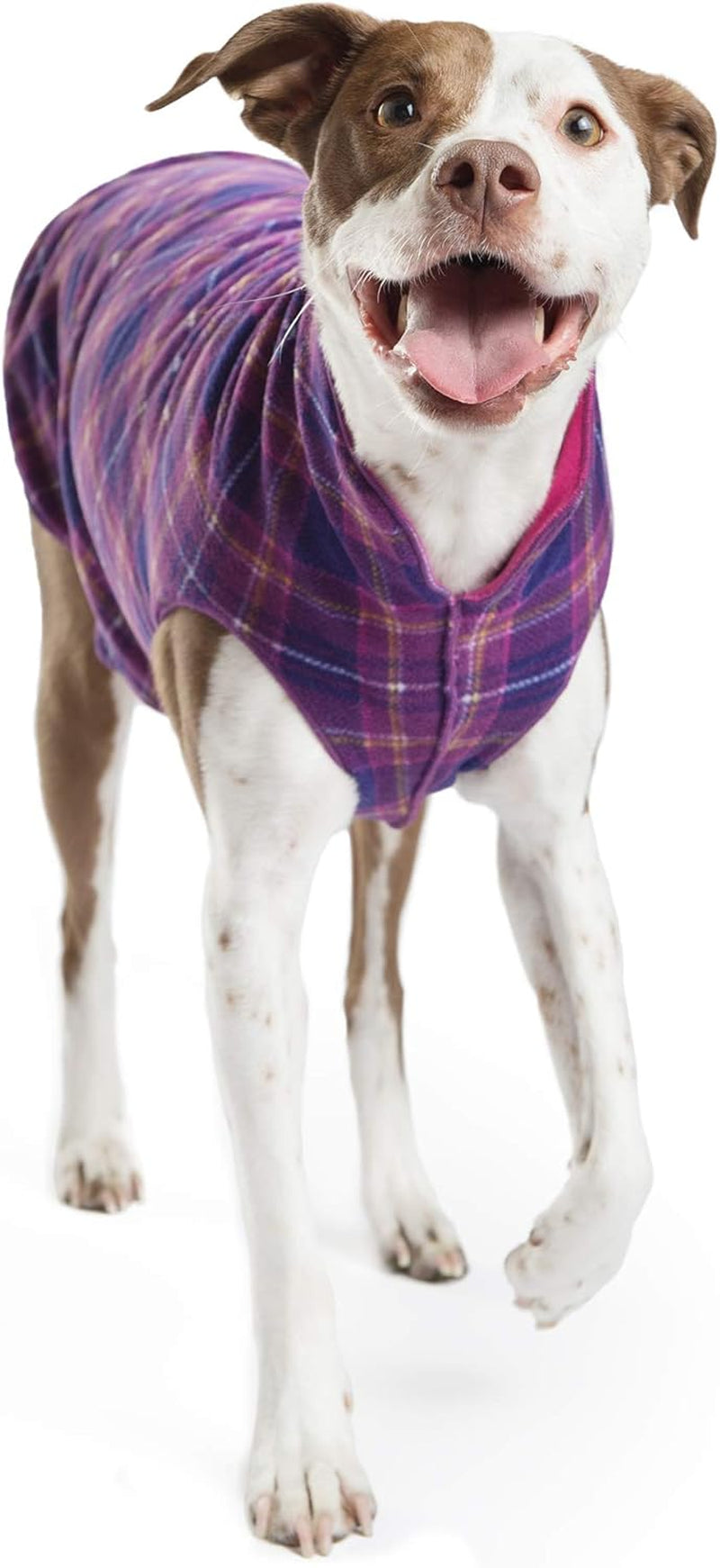 Duluth Double Fleece Dog Coat Pullover – Soft, Warm Dog Clothes, 4-Way Stretch Pet Sweater – Machine Washable, All-Season, Mulberry/Fuchsia, Size 6