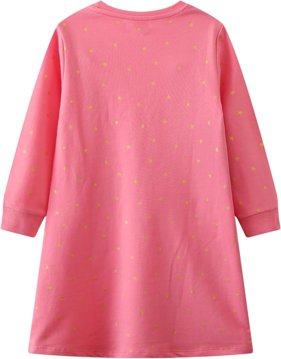 Girls Cotton Long Sleeve Casual Cartoon Appliques Striped Jersey Dresses