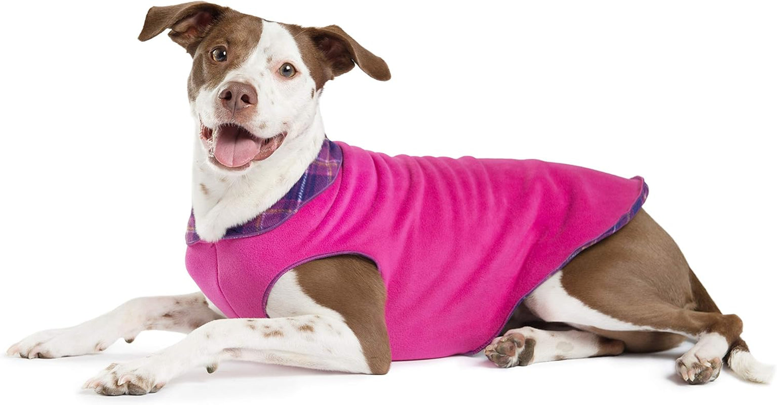 Duluth Double Fleece Dog Coat Pullover – Soft, Warm Dog Clothes, 4-Way Stretch Pet Sweater – Machine Washable, All-Season, Mulberry/Fuchsia, Size 6
