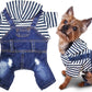 Pet Denim Jumpsuit Dog Jeans Hoodies Cool Blue Coat Medium Small Dogs Classic Jacket Puppy Blue Vintage Washed Vests (L)