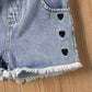 Kids Clothes Baby Toddler Girls Outfit Sets 3Pcs Heart Print off Shoulder Blouse and Denim Shorts & Headband Set, Black,5-6T
