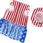 Dog 4Th of July Costume and Hat, Pet Puppy 4Th of July Outfit Clothes Patriotic Striped Dress for Small Medium Dog Cat