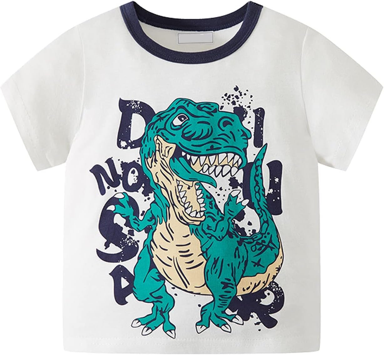 Cute Kids Clothes Set for Toddler Kids Baby Boys Summer Cartoon Cool Dinosaur Short Sleeve Crewneck T (White, 5-6 Years)