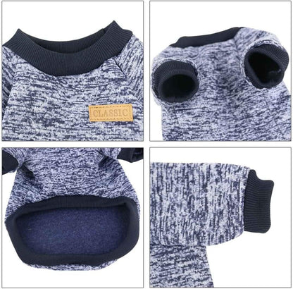 Pet Dog Classic Knitwear Sweater Fleece Coat Thickening Warm Pup Dogs Shirt Winter Pet Dog Clothes Puppy Customes Clothing for Small Medium Dogs (XXS, Navy)