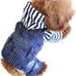 Pet Denim Jumpsuit Dog Jeans Hoodies Cool Blue Coat Medium Small Dogs Classic Jacket Puppy Blue Vintage Washed Vests (L)