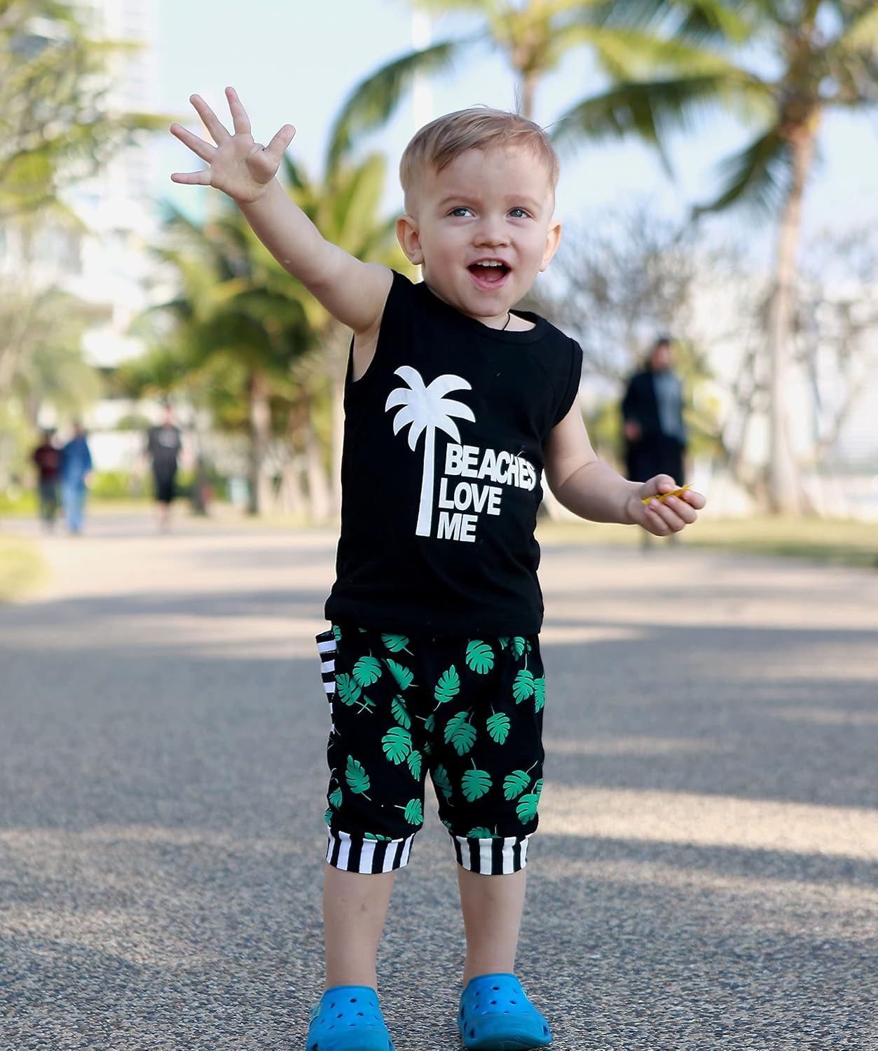 Toddler Baby Boy Summer Clothes Beaches Love Me Sleeveless Vest Tops+Shorts Kid Casual Outfits